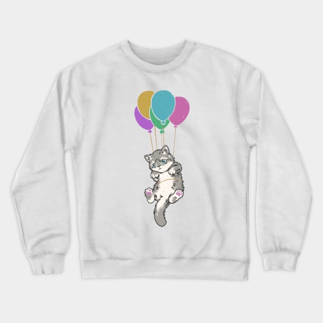 Cat balloons Crewneck Sweatshirt by vhiente